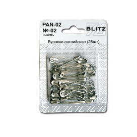 Булавки англ. "BLITZ" №02 PAN-02 25шт никель блистер "Атекс" г. Пермь