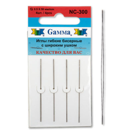 "GAMMA" Иглы гибкие бисерные с широким ушком NС-300 4 шт d 0.5 мм "Атекс" г. Пермь