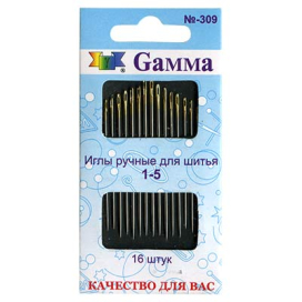 Иглы для шитья ручные "Gamma" N-309 для шитья №1-5 16 шт "Атекс" г. Пермь