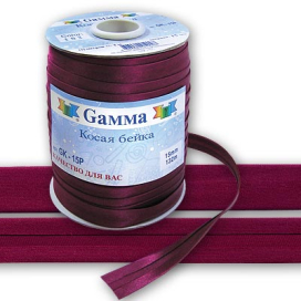 Косая бейка "GAMMA" атласная ГК-15П (GK-15P) 14-15мм 132м ±1м "Атекс" г. Пермь