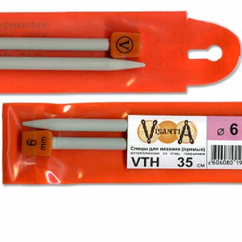 "Visantia" Спицы прямые VTH d 6,0мм/35см 2шт со спец.покрытием "Атекс" г. Пермь