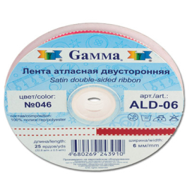 Лента атласная 6мм (1/4") 22.8м ±0.5м двустор. ALD-06 "GAMMA" "Атекс" г. Пермь