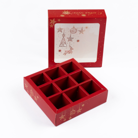 "S-CHIEF" CBC-002 Коробка для конфет с разделителями 13.8 x 13.8 x 3.8 см Золотая гирлянда "Атекс" г. Пермь