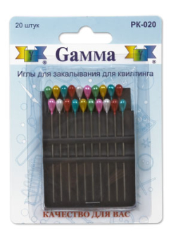 "Gamma" PK-020 Иглы для квилтинга сталь 20 шт 60 мм в блистере "Атекс" г. Пермь