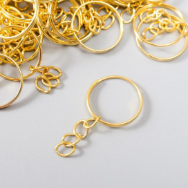 Основа для брелока кольцо металл с цепочкой под золото 1,8х1,8 см 40 шт "Атекс" г. Пермь