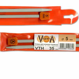 "Visantia" Спицы прямые VTH d 5,0мм/35см 2шт со спец.покрытием "Атекс" г. Пермь