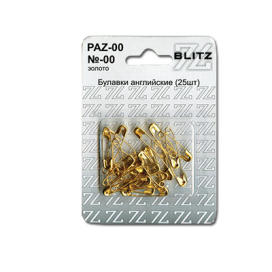 Булавки англ. "BLITZ" №00 PAZ-00 25шт золото блистер "Атекс" г. Пермь