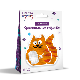 "ФРЕЯ" ALVM-001 Кристальная мозаика (алмазная вышивка) магнит "Котик" 6.5 х 7 см "Атекс" г. Пермь