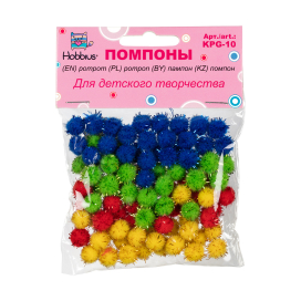 "Hobbius" KPG-10 Помпоны 10 мм 100 шт ассорти "Атекс" г. Пермь