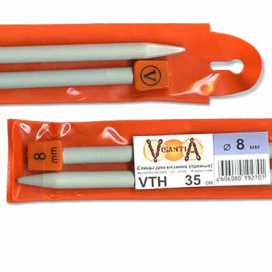 "Visantia" Спицы прямые VTH d 8,0мм/35см 2шт со спец.покрытием "Атекс" г. Пермь